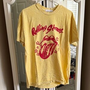 Daydreamer Yellow Rolling Stones Tongue Logo Tee
